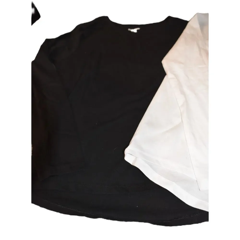 Old Navy Long Sleeve Softest Tees, Lot of 2, Black, White, XL 14/16, LN